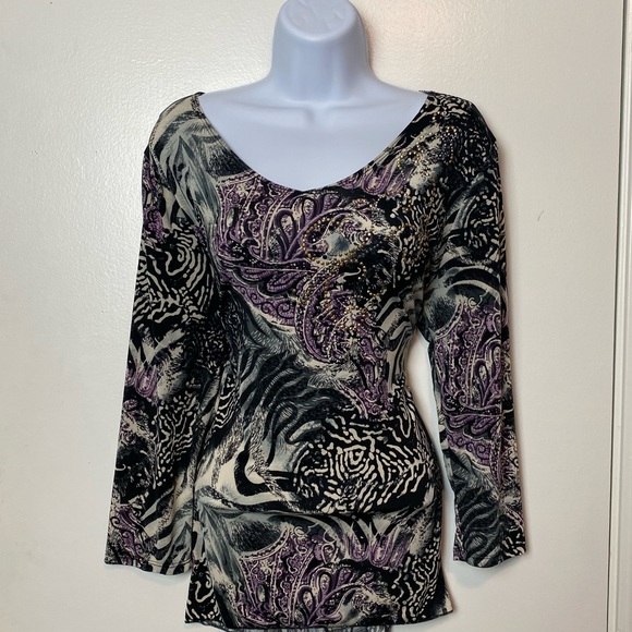 dressbarn Tops - Dress Barn Multicolor Pullover Blouse Size L N-45